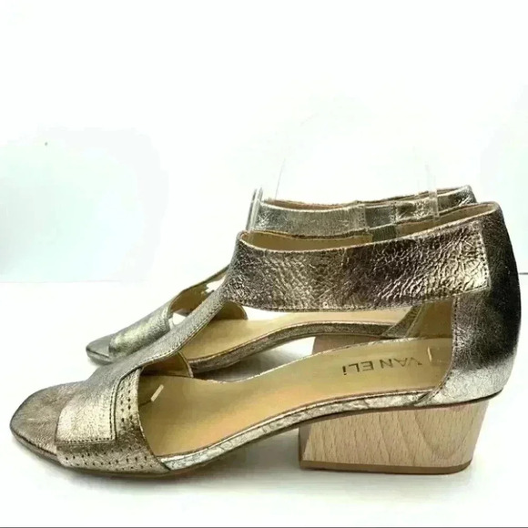 Vaneli sandals 9.5 N bronze leather t-strap chunky - Picture 4 of 11